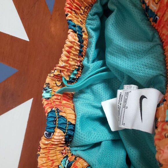 Nike Swim Trunks Boys Large L Orange Blue‎ Sealife Brief liner Drawstring Pullon - Picture 8 of 8